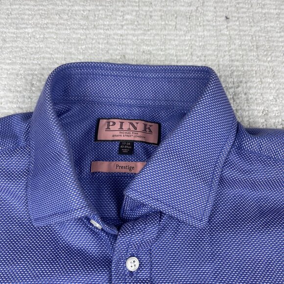 Thomas Pink Prestige Dress Shirt 17-35 Blue / Purple Crossed line French Cuffs * - Picture 10 of 16